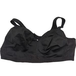 Playtex 46DD Black Full Coverage Bra Adjustable Straps